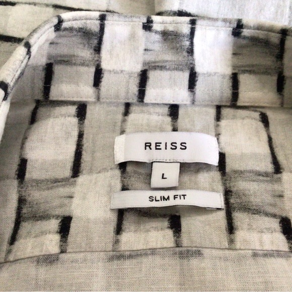 Reiss cotton and linen shirt slim fit size large Mens - Picture 3 of 4